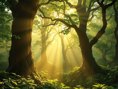 Sunlit forest